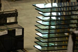 manufacturing environment producing pvc windows in a factory