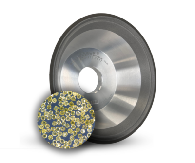 Muela abrasiva de precisión con cuerpo metálico y recubrimiento superabrasivo de diamante, diseñada para procesos de rectificado y acabado de alta precisión en aplicaciones industriales de Eagle Superabrasives.