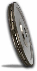 Muela abrasiva tipo pencil wheel para vidrio, diseñada para perfilar, rectificar y dar acabado preciso a bordes en procesos industriales de alta precisión con Eagle Superabrasives.